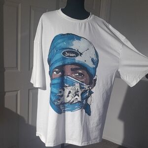 NFINITY White Tee with Blue Bandana Face Graphic
